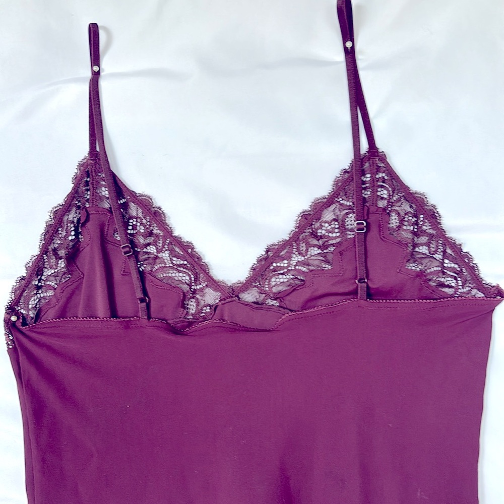 VINTAGE CALVIN KLEIN LINGERIE LACE DETAILED LINGERIE BURGUNDY TOP - MEDIUM - Picture 6 of 9